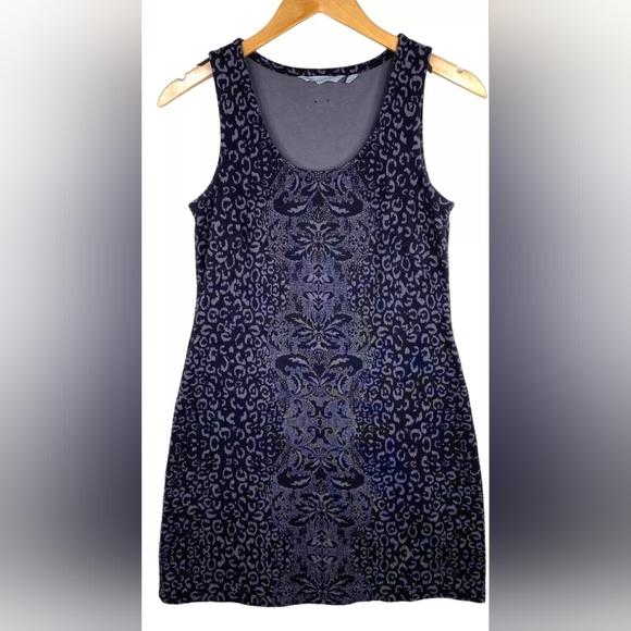 Athleta Shayla Sleeveless Ponte Gray Dress Animal Print Shift Size XL, Large, LT - Picture 1 of 10
